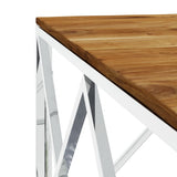 Coffee Table Silver Stainless Steel and Solid Wood Acacia 349975