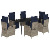 7 Piece Garden Dining Set with Cushions Grey Poly Rattan 3213480