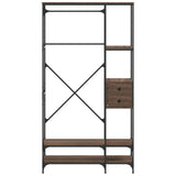 Clothes Rack with Shelves Brown Oak Engineered Wood 847863