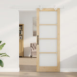 Sliding Door Natural 78 x 211 cm Solid Pine Wood and Glass 3332217