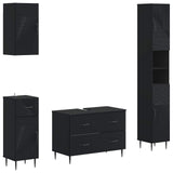 4 Piece Bathroom Cabinet Set HAARLEM Black Engineered Wood 3417937