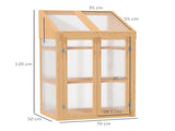 Wooden Cold Frame Polycarbonate Greenhouse with Openable Top Cover and Double Door, Grow House for T3398P377627