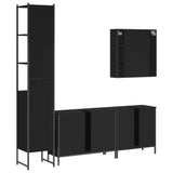 4 Piece Bathroom Cabinet Set Black Engineered Wood 3214750
