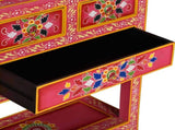 Sideboard with Drawers Solid Mango Wood Pink Hand Painted 244841