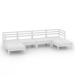 6 Piece Garden Lounge Set White Solid Wood Pine 3083335