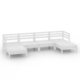 6 Piece Garden Lounge Set White Solid Wood Pine 3083335