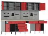 Work Cabinet with Drawer 10 pcs Red Engineered Wood and Steel 3321477
