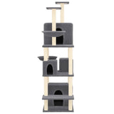 Cat Tree with Sisal Scratching Posts Dark Grey 180 cm 171602