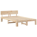 Bed Frame with Headboard Natural 120 x 190 cm Solid Pine Wood 872662