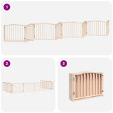 Dog Gate with Door Foldable 8 Panels 640 cm Poplar Wood 3155610