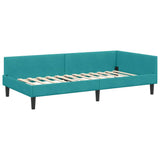 Corner Bed Frame with Headboard Turquoise 80 cm x 200 cm Velvet 42016142