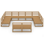 ZNTS 11 Piece Garden Lounge Set Solid Pinewood 3076172