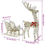 Reindeer Pull Sleigh Warm white 70 x 26 x 129 cm Rattan 42019081