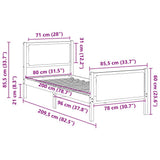 Bed Frame with Headboard Light Grey 80 x 200 cm Fabric 878363