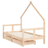 Kids Bed Frame with Drawers 80x160 cm Solid Wood Pine 834543