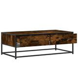 ZNTS Coffee Table Smoked Oak 100x50x35 cm Engineered Wood and Metal 848781