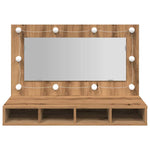 ZNTS Mirror Cabinet with LED Artisan Oak 90x31.5x62 cm 857006