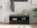 Hall Bench Black Oak 80 x 38 x 46 cm Engineered Wood and Fabric 891457