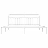 Bed Frame White Powder-Coated Steel 193 cm x 203 cm Industrial 352633