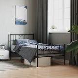 Metal Bed Frame without Mattress with Footboard Black 80x200cm 355472