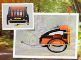 2 Seat Bike Trailer Bicycle wagon for Kids Child Steel Frame Safety Harness Seat Carrier Orange T3398P347531