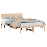 Bed Frame with Headboard Natural 140 x 190 cm Solid Pine Wood 872110