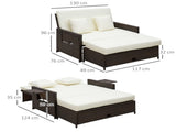 Rattan Sun Lounger 2 Seater Day Bed-Brown T3398P318818
