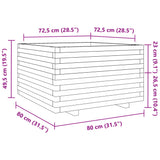 ZNTS Garden Planter Wax Brown 80x80x49.5 cm Solid Wood Pine 3282531