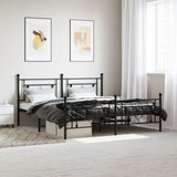 Metal Bed Frame without Mattress with Footboard Black 183x213cm 374362