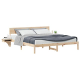 Bed Frame with Headboard Brown 200 x 200 cm Solid Pine Wood 3385748
