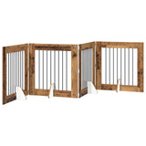 Dog Gate with Stands 4 pcs Old Wood 80 x 80 cm Engineered Wood 892083
