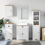 4 Piece Bathroom Furniture Set BODO White and Brown Solid Wood Pine 3307651