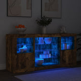 Sideboard with LED Lights Smoked Oak 142.5x37x67 cm 3209090