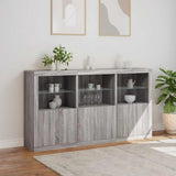 Sideboard with LED Lights Grey Sonoma 181.5x37x100 cm 3209154