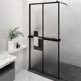 ZNTS Walk-in Shower Wall with Shelf Black 118x190 cm ESG Glass&Aluminium 3185489