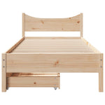 ZNTS Bed Frame with Drawers 90x190 cm Single Solid Wood Pine 3301926