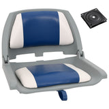 2 Piece Foldable Boat Seat Set with Blue-white Pillow 272238