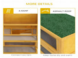 Double Decker Rabbit Hutch 2 Tier Guinea Pig House Pet Cage Outdoor with Sliding-out Tray, 97 x 44 x T3398P350040