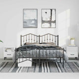 Metal Bed Frame without Mattress with Footboard Black 135x190cm 373806