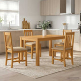 Dining Set 5 pcs Beige Solid Oak Wood 3430348