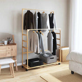 Clothes Rack with Shelves and Wheels 90x35x155 cm Bamboo 4008916