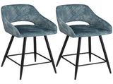 Bar Stools Set of 2, Velvet-Touch Fabric Counter Height Bar Chairs, Kitchen Stools with Steel Legs T3398P344123