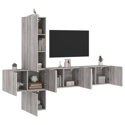 5 Piece TV Wall Units Grey Sonoma Engineered Wood 3216462
