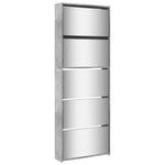 Shoe Cabinet with Mirror 5-Layer Concrete Grey 63x17x169.5 cm 3228281