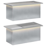Garden Planter with LED 2 pcs Silver 30 x 60 x 30 cm 8008095