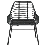 9 Piece Garden Dining Set Black Poly Rattan Glass 3334540
