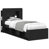 Headboard Cabinet with Storage Black Engineered Wood 8001247