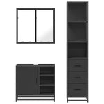 ZNTS 3 Piece Bathroom Furniture Set Black Engineered Wood 3301145
