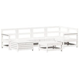 7 Piece Garden Sofa Set White Solid Wood Pine 3250941