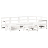 7 Piece Garden Sofa Set White Solid Wood Pine 3250941